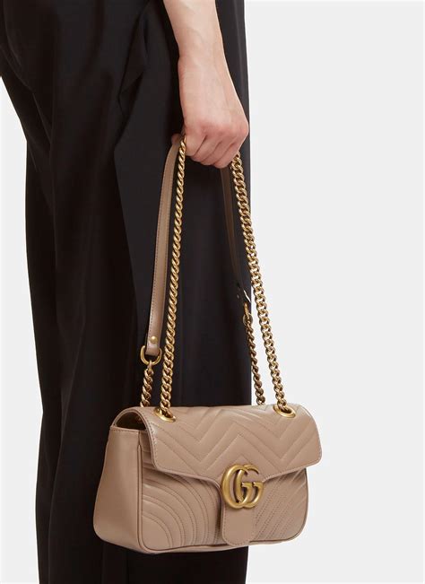 GG Marmont mini shoulder bag in taupe leather 